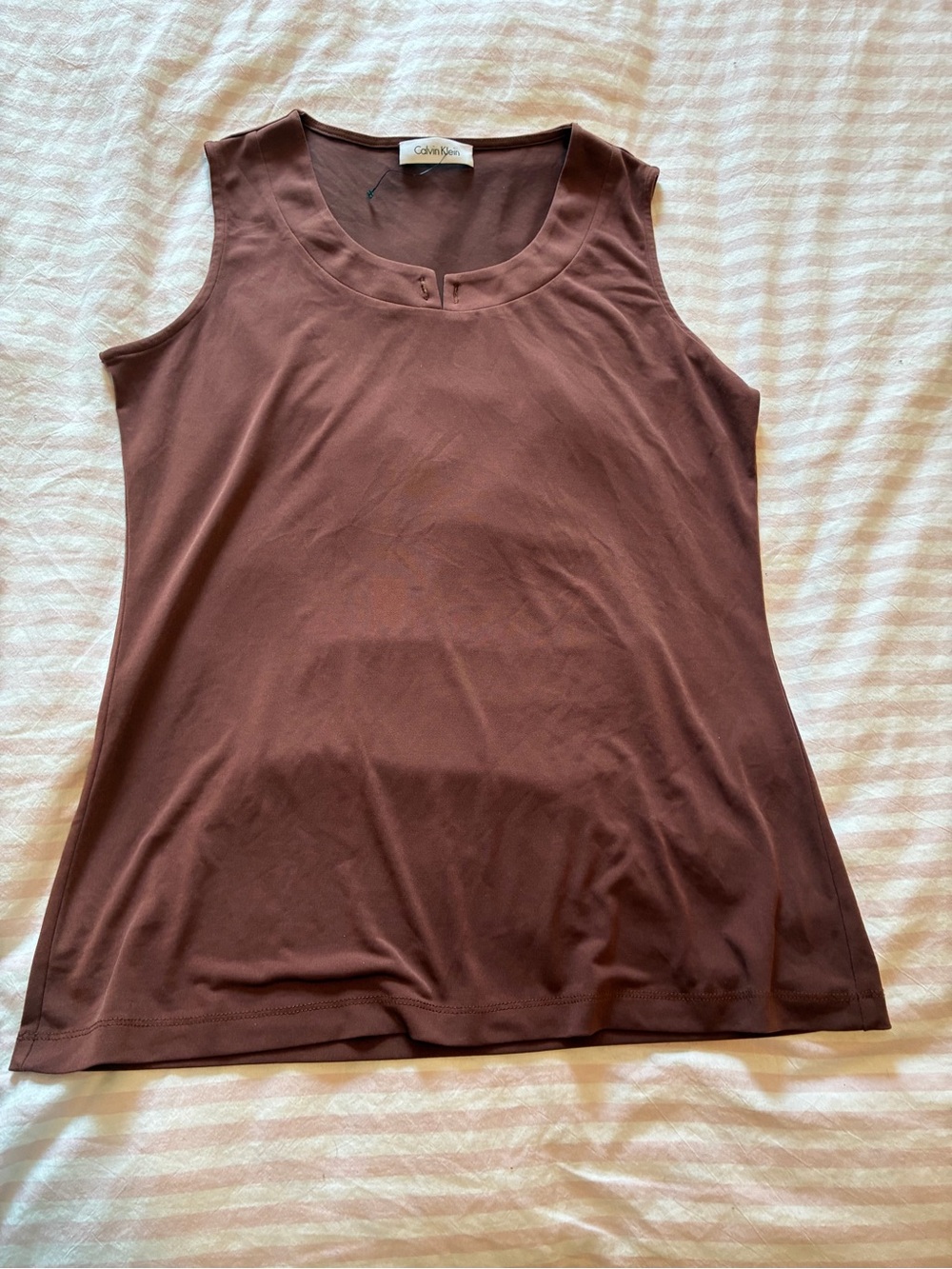 Calvin Klein Women's Chocolate Brown Scoop Neck Sleeveless Tank
